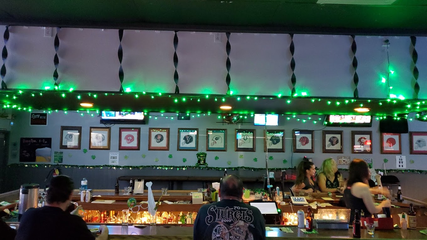 over view of the bar with pictures of NFL football portraits