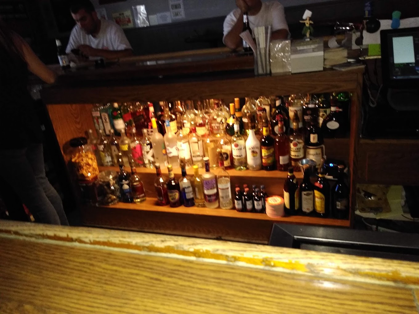 hard liquer collection within the bar interior