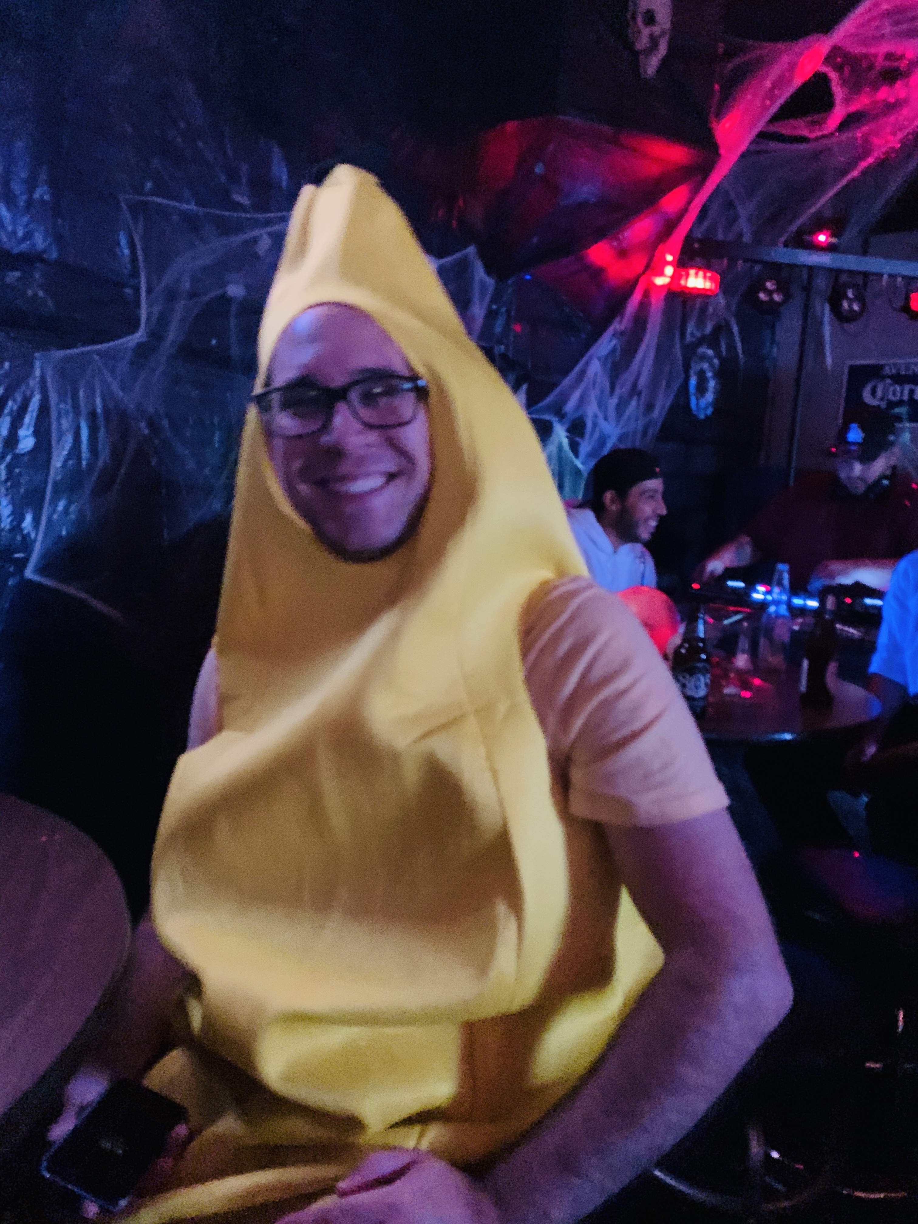 person dressed up in a banana costume