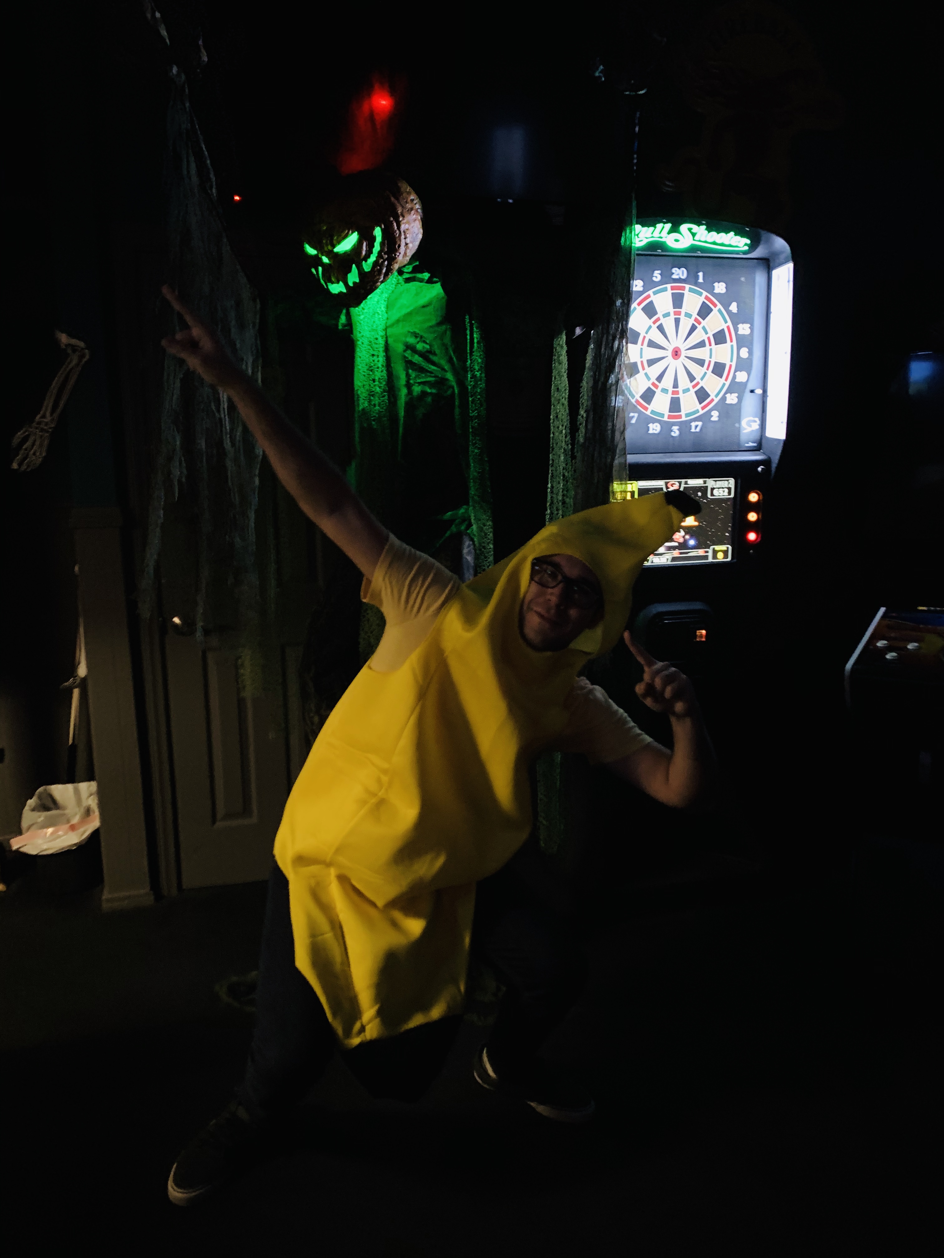 man in banana costume posing like Usain Bolt